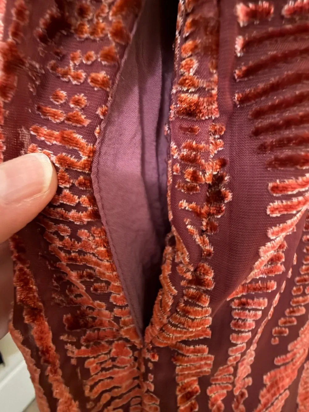 Anthropologie Somerset Jumpsuit Velvet Burnout Edition Sz Med Wide Leg Rust - Picture 3 of 17